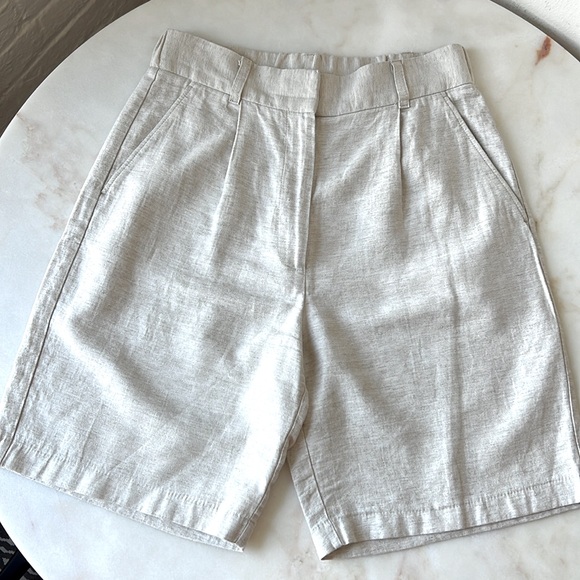 H&M Linen Tailored Shorts in Beige - Picture 6 of 10